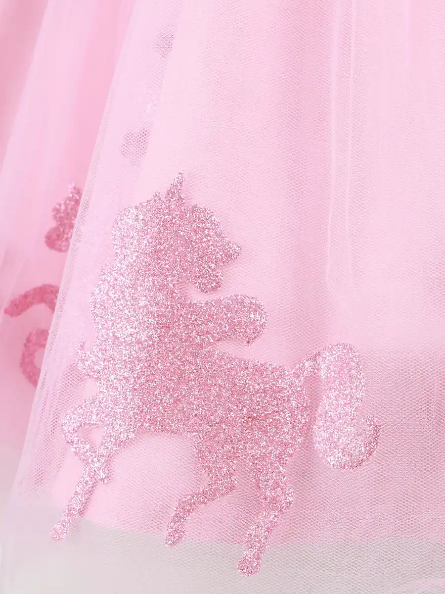 Bild 3 von Mädchen Tüllkleid mit Glitzerprint mit Einhorn Rosa