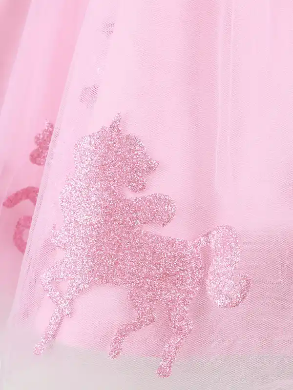 Bild 3 von Mädchen Tüllkleid mit Glitzerprint mit Einhorn Rosa