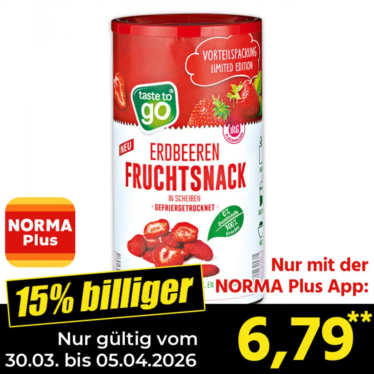 Bild 1 von Taste to go Erdbeeren Fruchtsnack