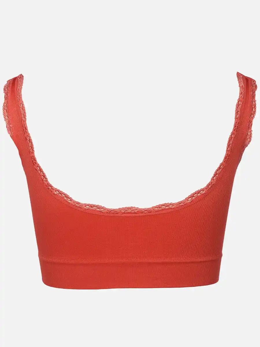 Bild 2 von Damen Bustier seamless mit Rippe und Spitze Pink