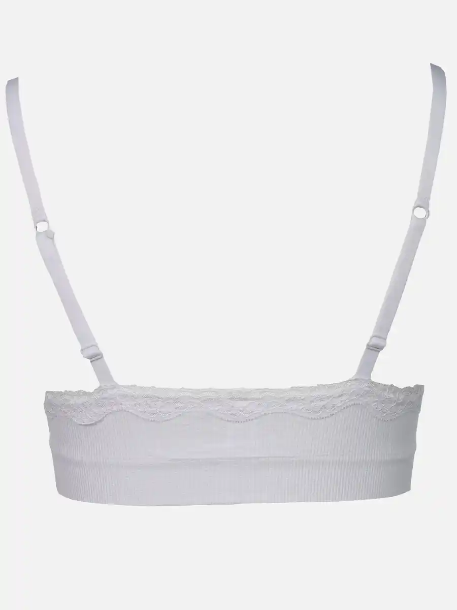 Bild 2 von Damen Soft BH seamless mit Ripp und Spitze Weiß