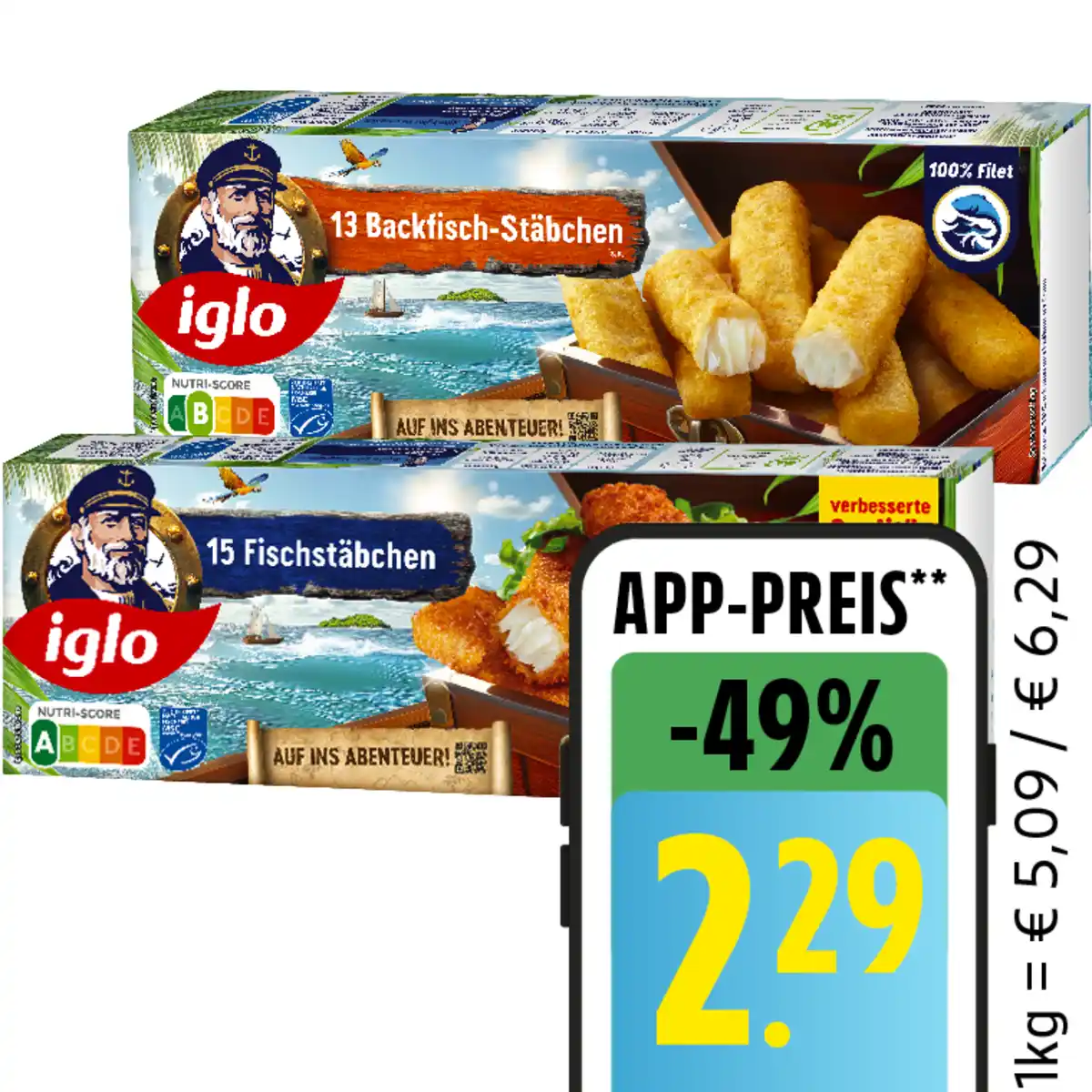 Bild 1 von iglo Fisch- oder Backfischstäbchen