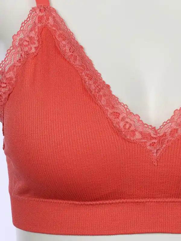 Bild 3 von Damen Soft BH seamless mit Ripp und Spitze Pink