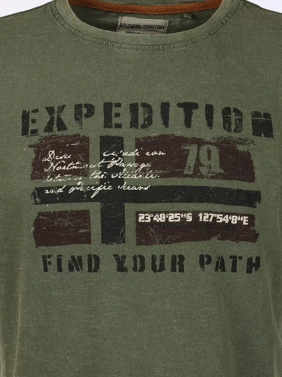 Bild 3 von Herren Shirt mit Frontprint Oliv