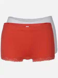 Damen Panty seamless im 2er Pack mit Ripp und Spitze Pink