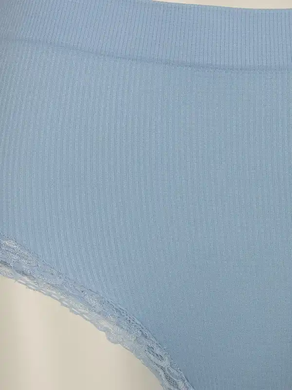 Bild 3 von Damen Taillenslip im 2er Pack mit Ripp und Spitze Blau