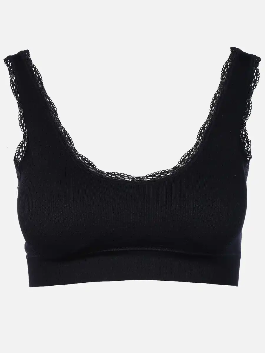 Bild 1 von Damen Bustier seamless mit Rippe und Spitze Schwarz