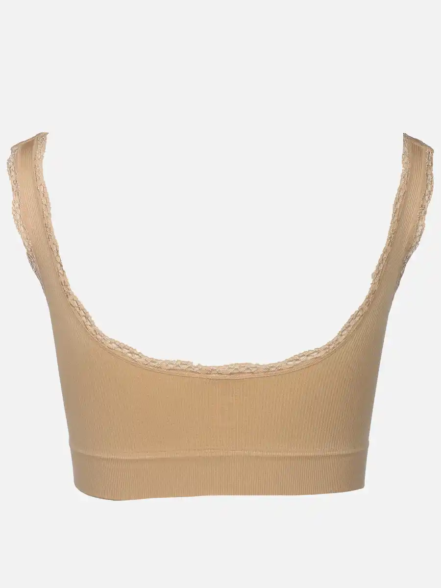 Bild 2 von Damen Bustier seamless mit Rippe und Spitze Weiß