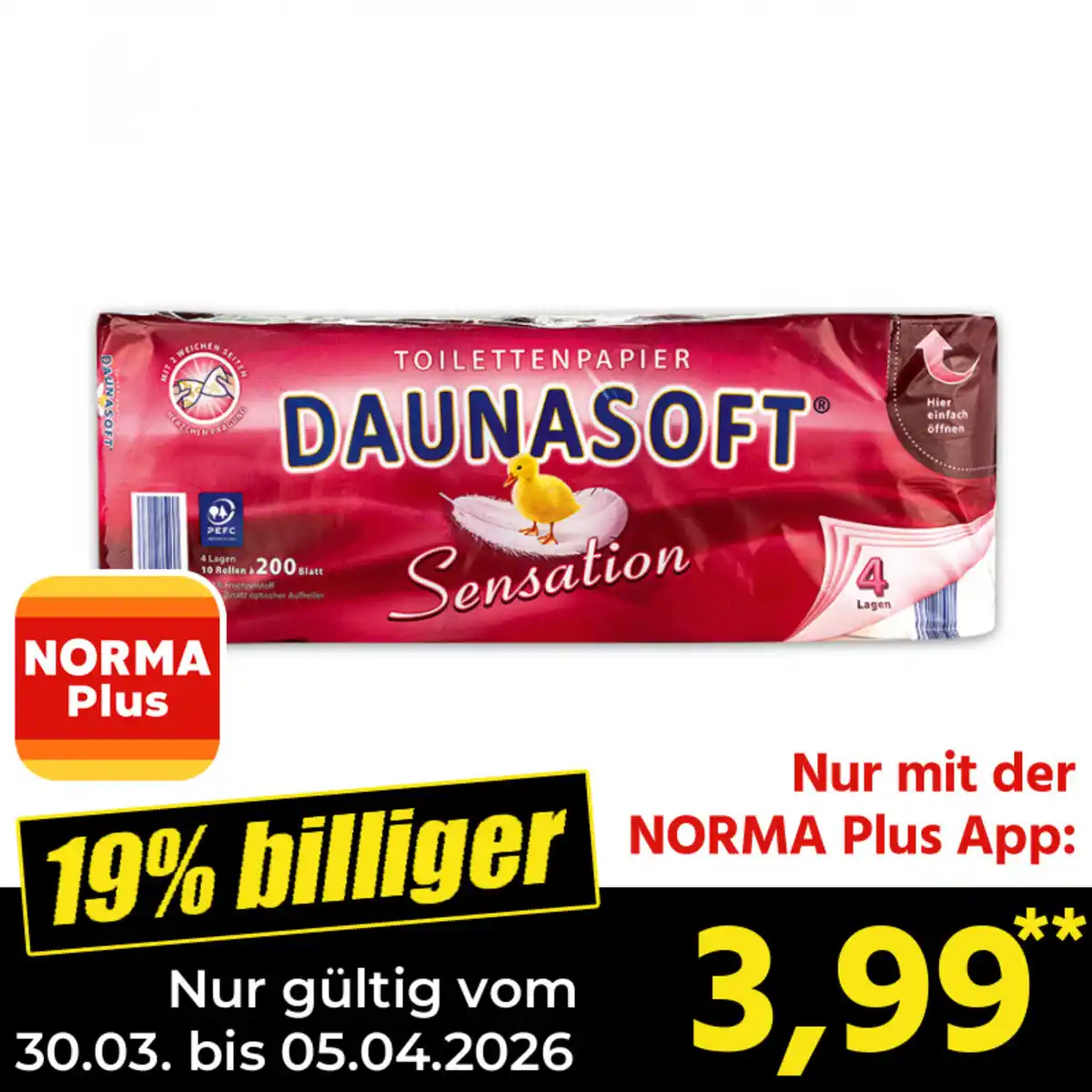 Bild 1 von Daunasoft Toilettenpapier Sensation