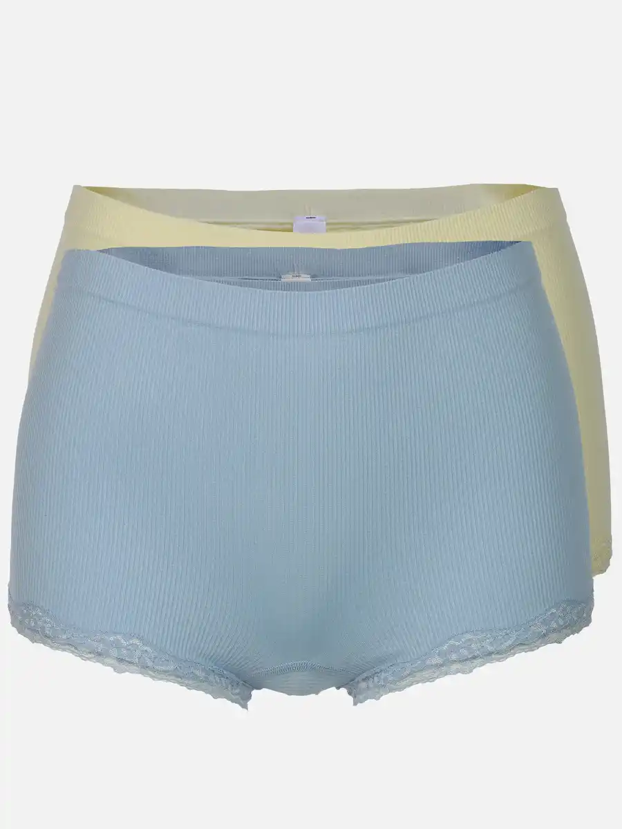 Bild 1 von Damen Panty seamless im 2er Pack mit Ripp und Spitze Blau