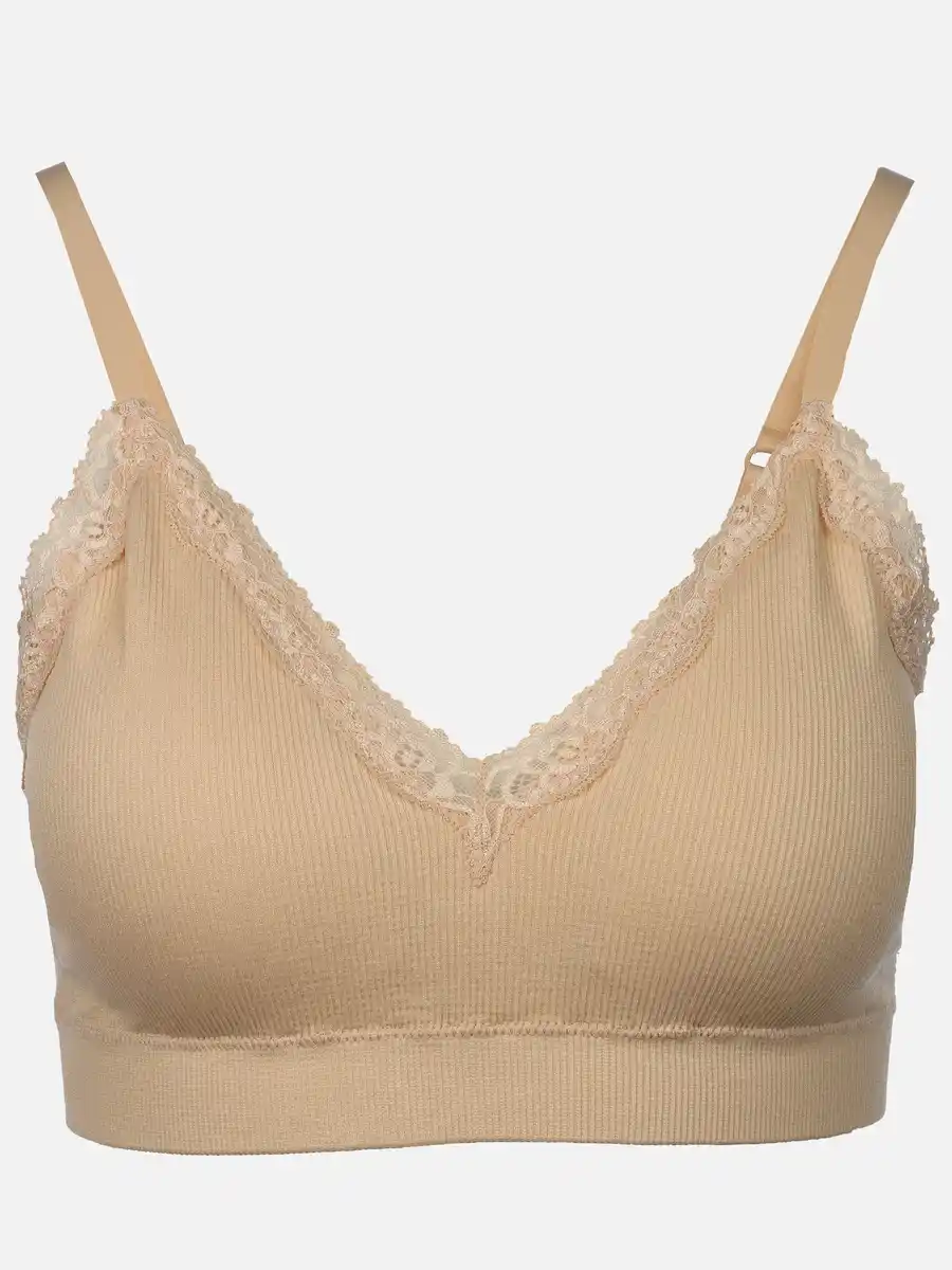 Bild 1 von Damen Soft BH seamless mit Ripp und Spitze Weiß