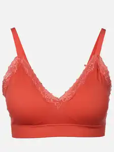 Damen Soft BH seamless mit Ripp und Spitze Pink