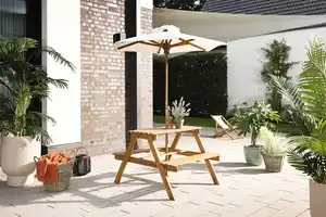 Kindersitzgruppe Mia mit Sonnenschirm holz