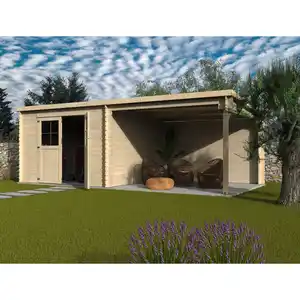 décor et jardin Gerätehaus 'Eden' Fichte natur Pultdach, Doppeltür mit Kunststoffverglasung 629 x 298 x 213 cm