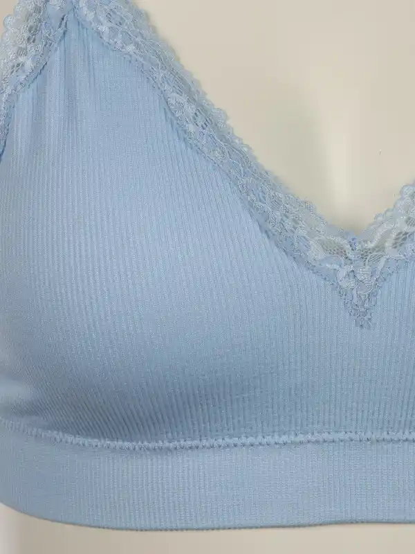 Bild 3 von Damen Soft BH seamless mit Ripp und Spitze Blau
