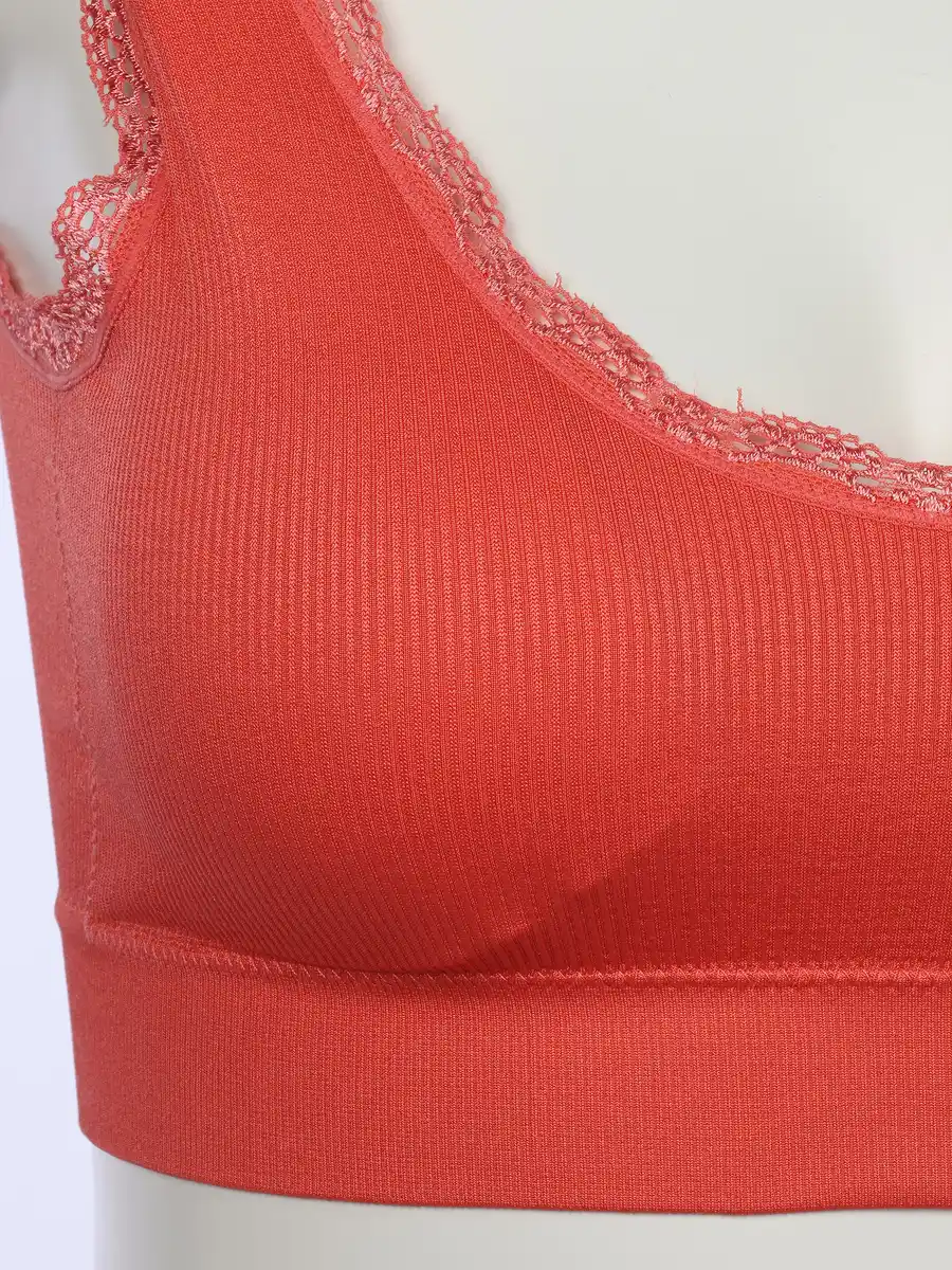Bild 3 von Damen Bustier seamless mit Rippe und Spitze Pink