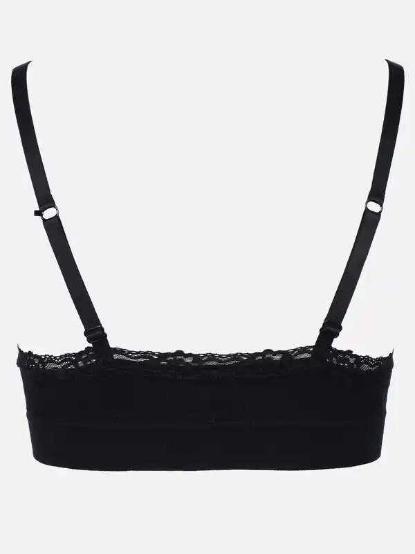 Bild 2 von Damen Soft BH seamless mit Ripp und Spitze Schwarz
