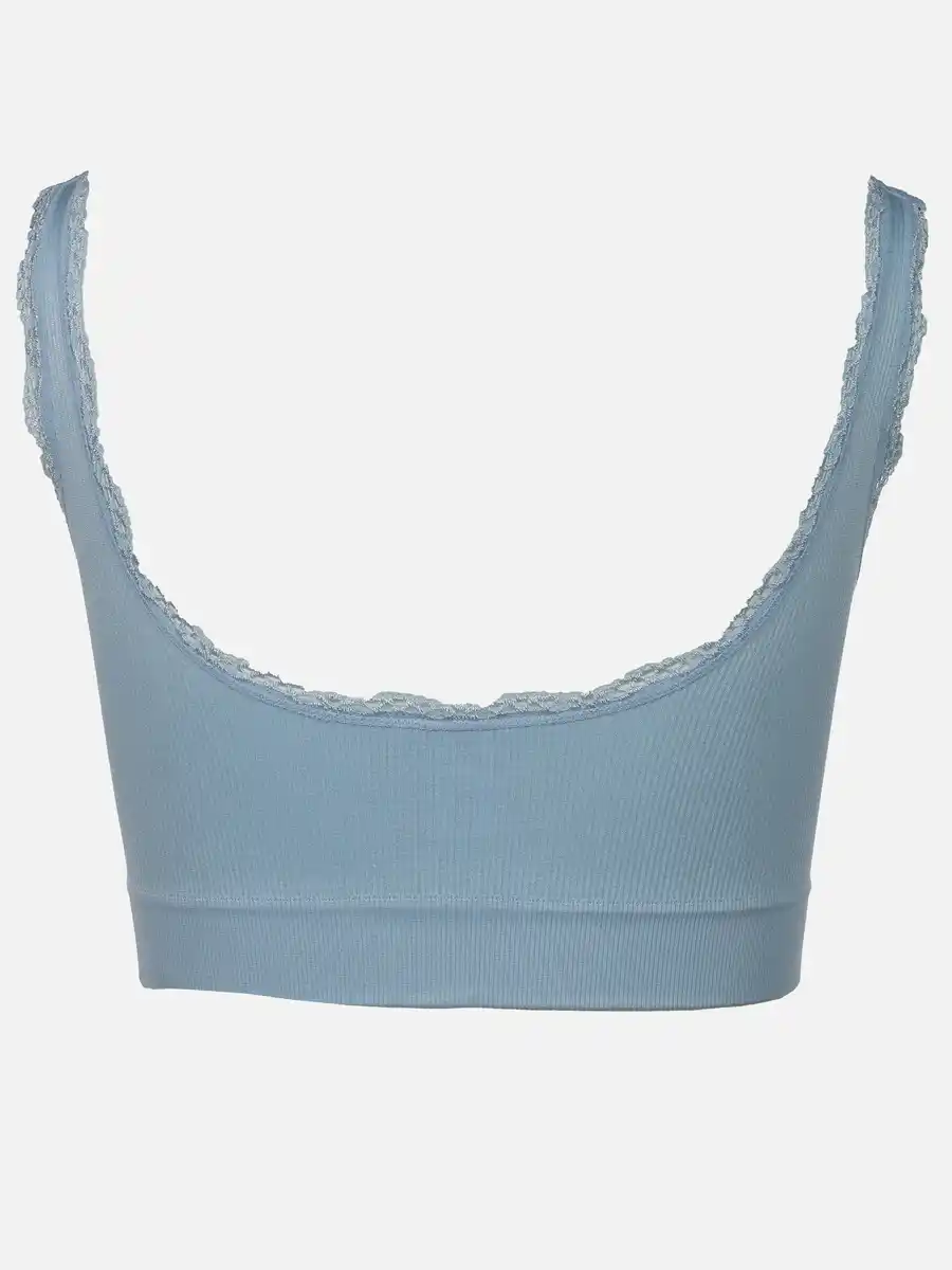 Bild 2 von Damen Bustier seamless mit Rippe und Spitze Blau