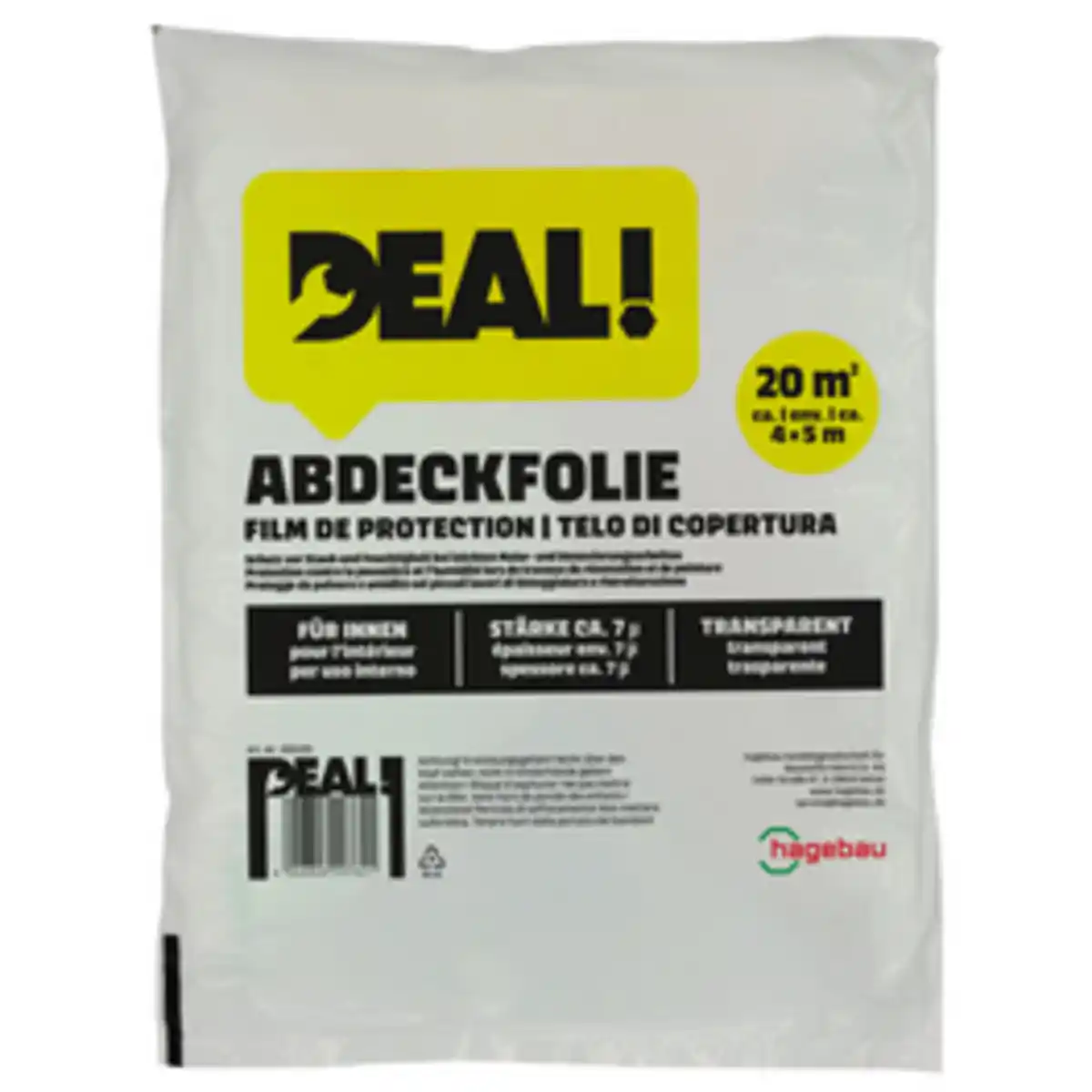 Bild 1 von DEAL! Abdeckfolie, 20 m² (BxL: 4 x 5 m), Stärke: 7 µ, transparent
