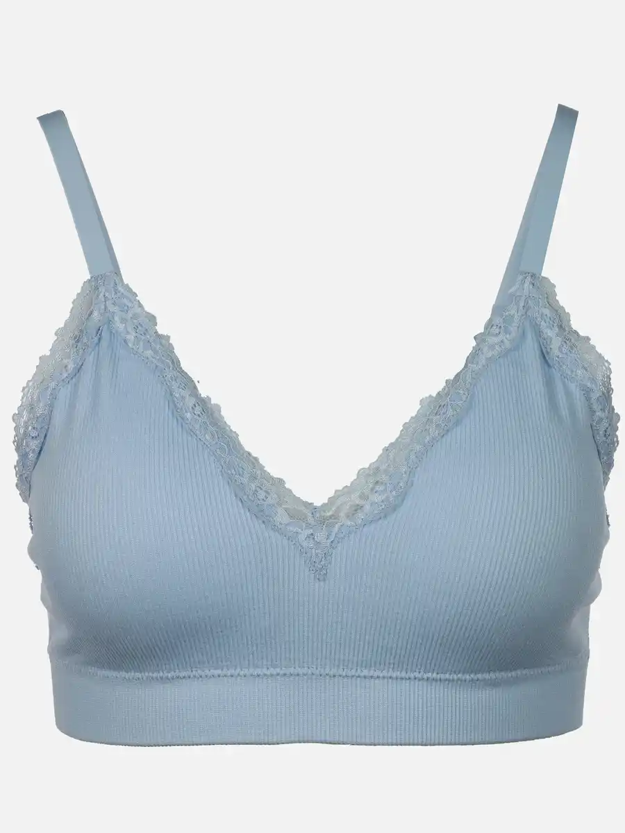 Bild 1 von Damen Soft BH seamless mit Ripp und Spitze Blau