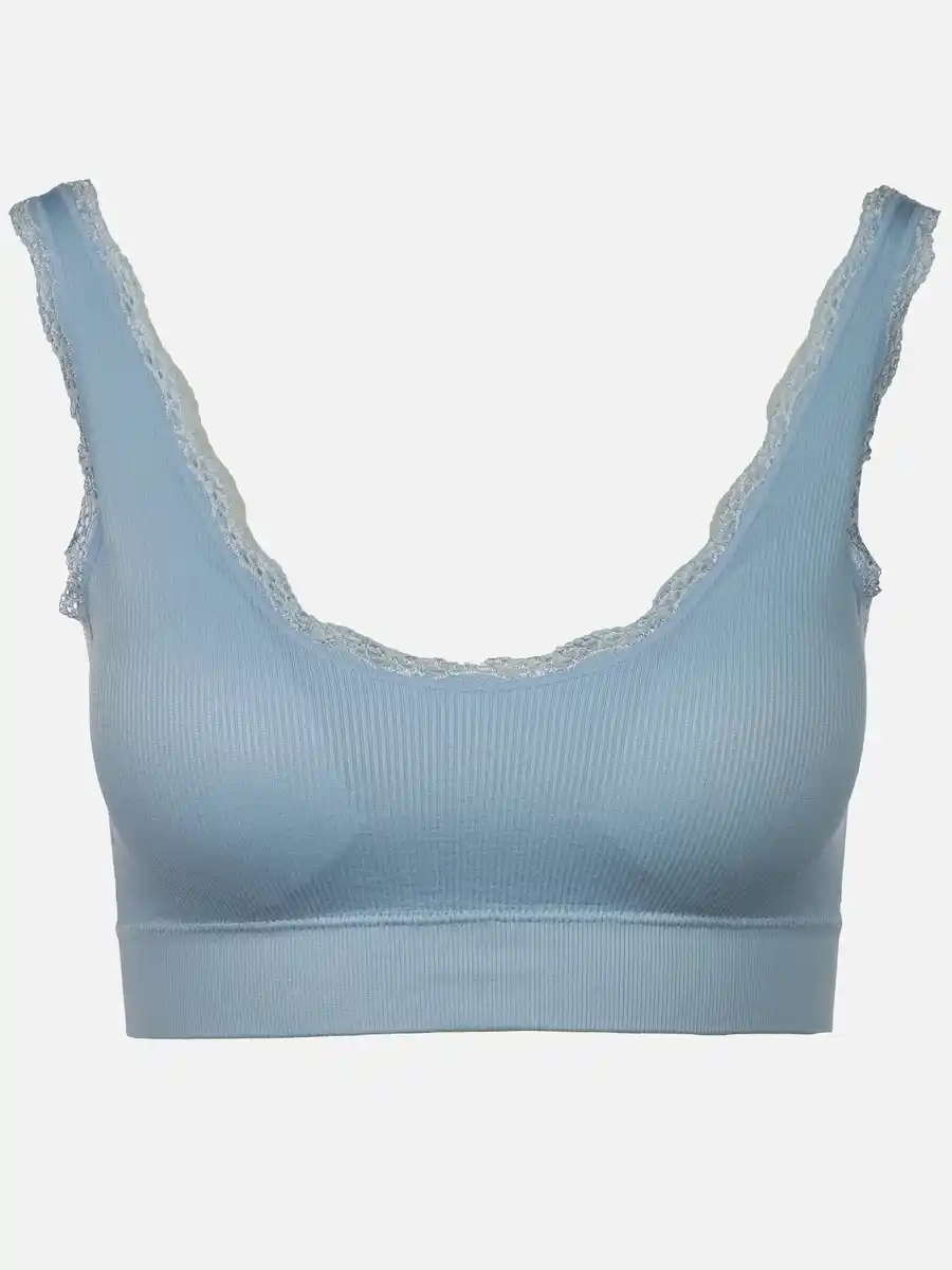 Bild 1 von Damen Bustier seamless mit Rippe und Spitze Blau