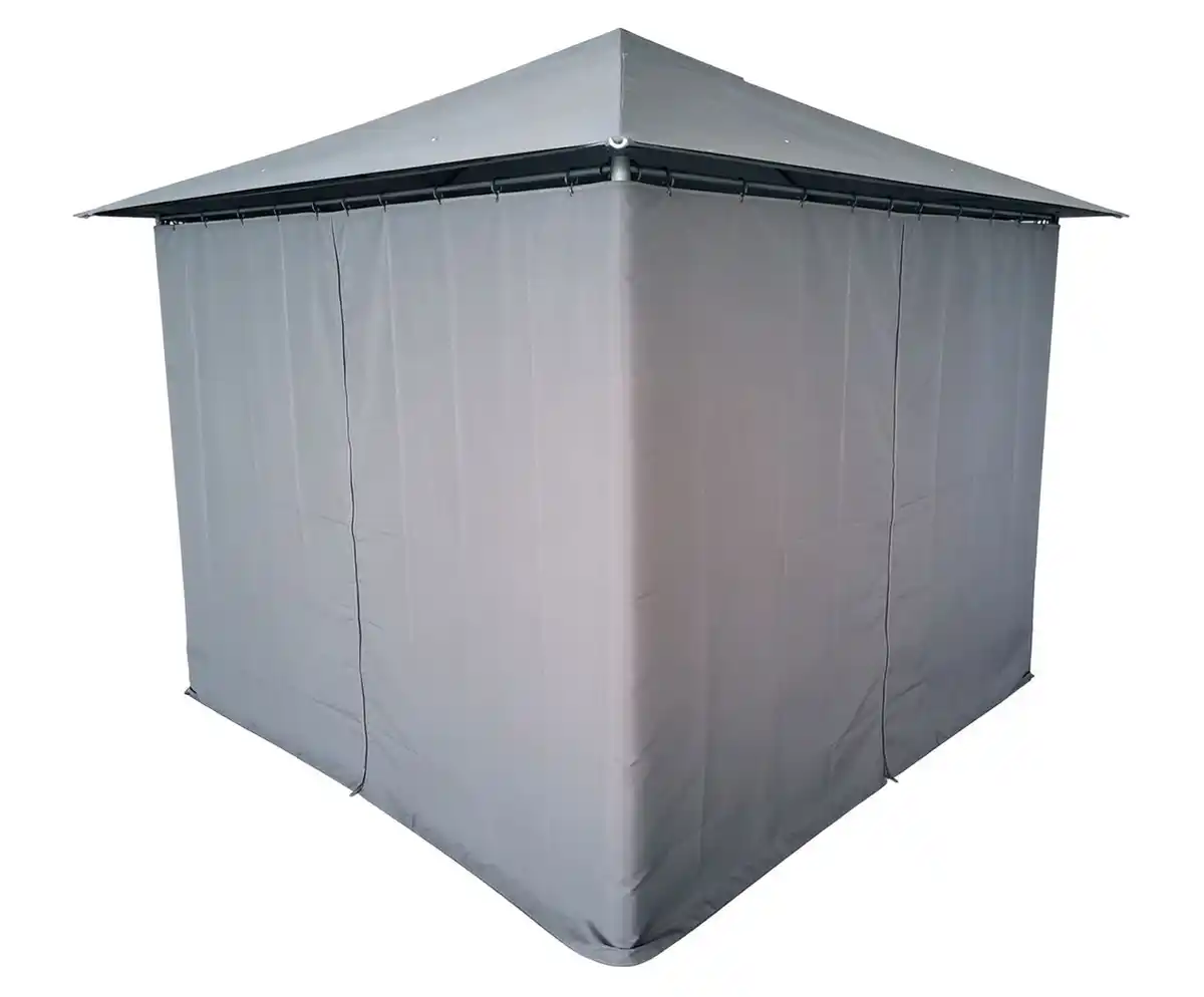 Bild 2 von Pavillon mit Netzseiten und pulverbeschichtetem Stahlrahmen, ca. 300 x 300 x 260 cm – Grau