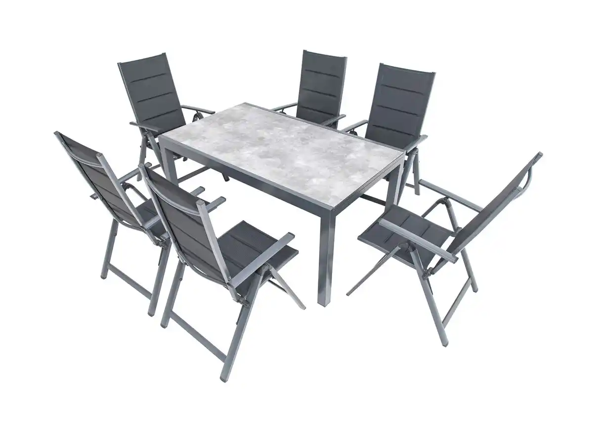 Bild 1 von 7tlg. Alu - Dining - Set GRANADA, ca. 150/250 x 90 x 75 cm