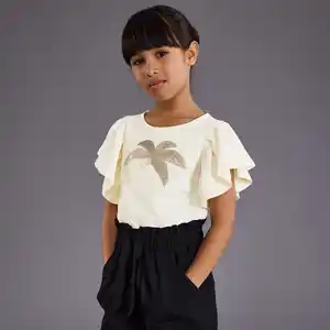 Kinder-Mädchen-T-Shirt mit Pailletten-Applikation