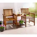 Bild 2 von 2-Sitzer-Gartenbank mit Beistelltisch klappbar aus Akazienholz, ca. 163 x 63 x 91 cm - Braun