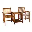 Bild 1 von 2-Sitzer-Gartenbank mit Beistelltisch klappbar aus Akazienholz, ca. 163 x 63 x 91 cm - Braun