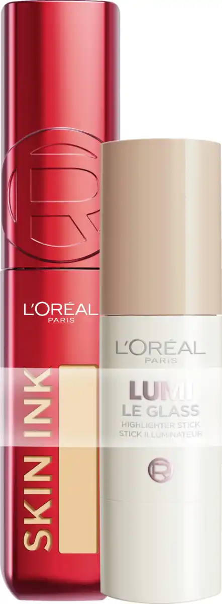 Bild 1 von L’Oréal Paris Set: Skin Ink Foundcealer 180 + Lumi Le Glass Highlighter Stick 610