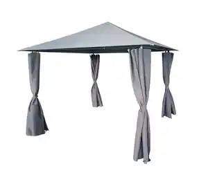 Pavillon mit Netzseiten und pulverbeschichtetem Stahlrahmen, ca. 300 x 300 x 260 cm – Grau