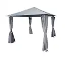 Bild 1 von Pavillon mit Netzseiten und pulverbeschichtetem Stahlrahmen, ca. 300 x 300 x 260 cm – Grau