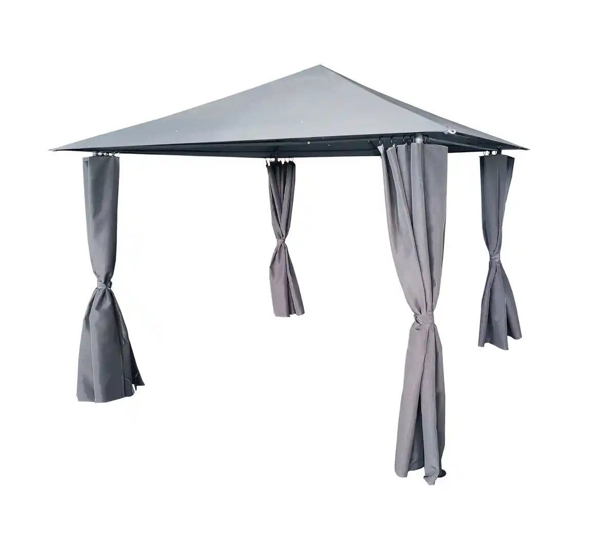 Bild 1 von Pavillon mit Netzseiten und pulverbeschichtetem Stahlrahmen, ca. 300 x 300 x 260 cm – Grau