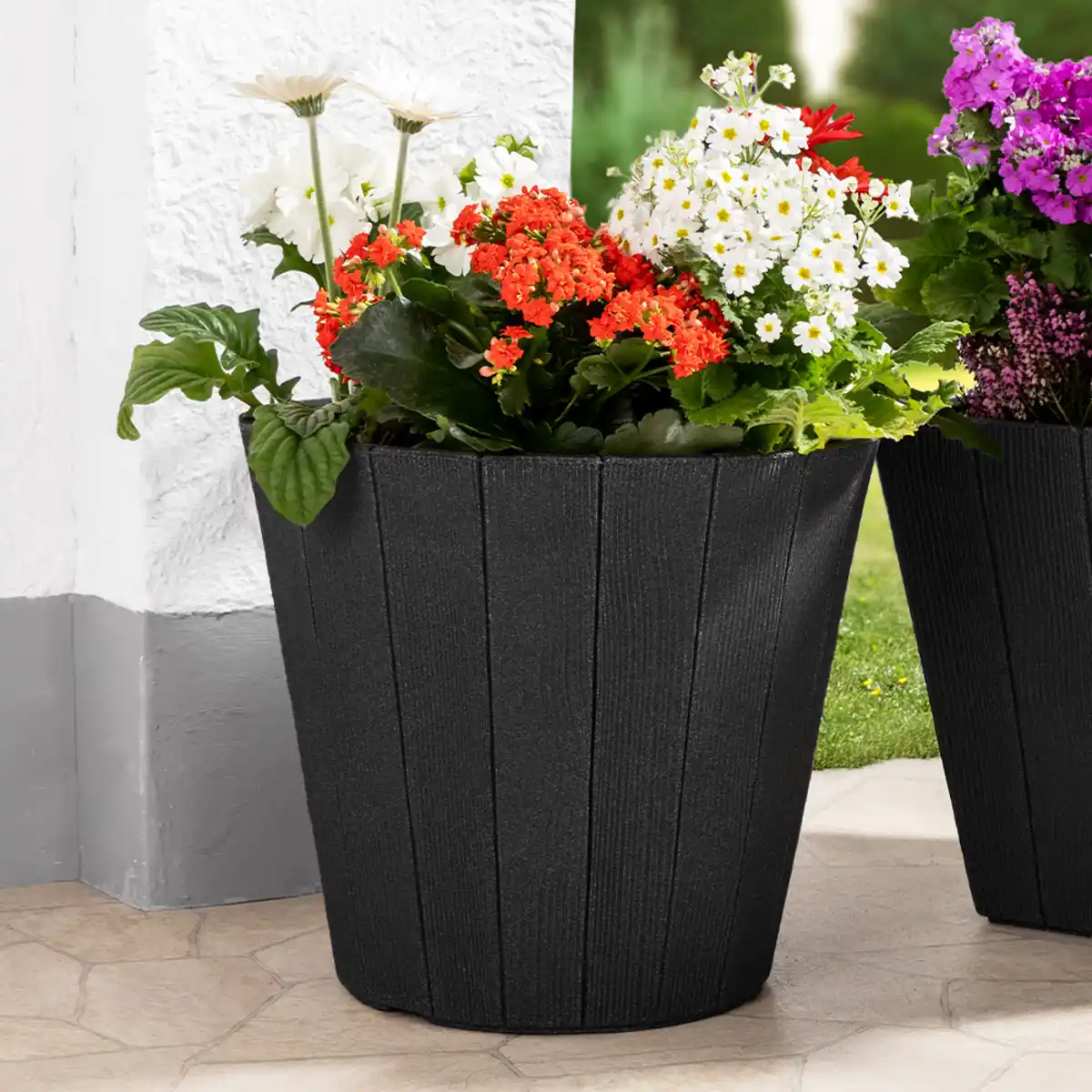 Bild 2 von Holzoptik-Pflanzkübel "Wood" - Anthrazit