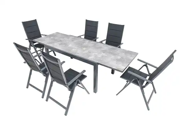 Bild 3 von 7tlg. Alu - Dining - Set GRANADA, ca. 150/250 x 90 x 75 cm
