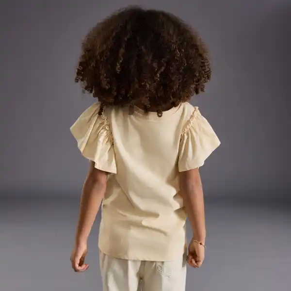 Bild 4 von Kinder-Mädchen-T-Shirt mit Volantärmeln