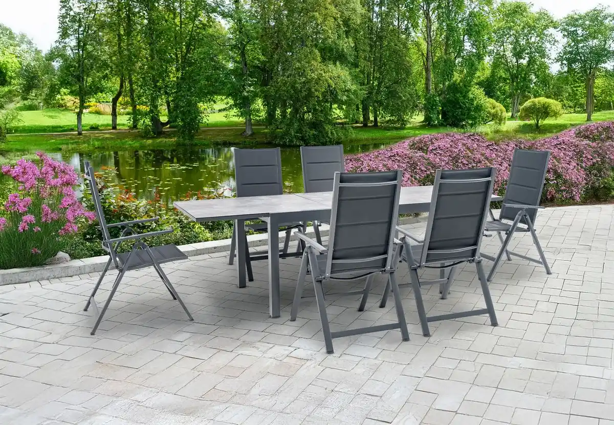 Bild 2 von 7tlg. Alu - Dining - Set GRANADA, ca. 150/250 x 90 x 75 cm