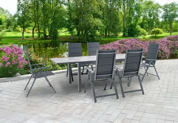 Bild 2 von 7tlg. Alu - Dining - Set GRANADA, ca. 150/250 x 90 x 75 cm