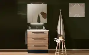 Puris - Badeinrichtung Kera Plan, Cuneo Eiche braun Nachbildung, Cosmos grey matt