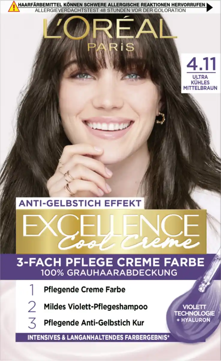 Bild 1 von L’Oréal Paris Excellence Cool Creme 4.11 Ultra kühles Mittelbraun