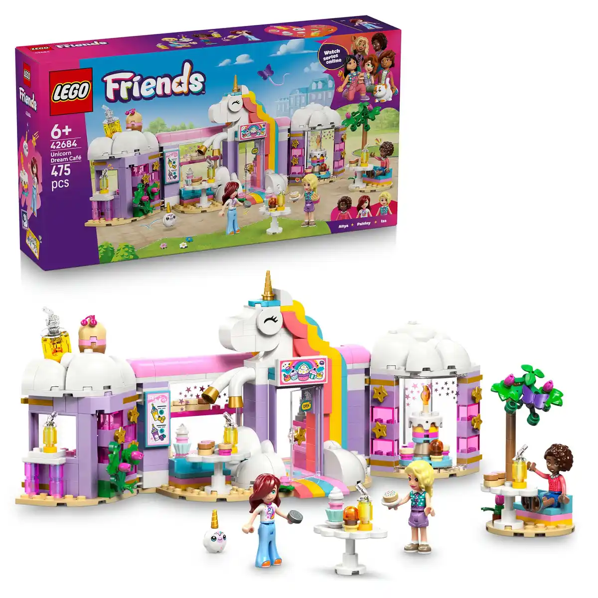Bild 1 von LEGO Friends 42684 Einhorn-Traumcafé, Spielzeug mit 3 Mini Puppen, 1 Stk