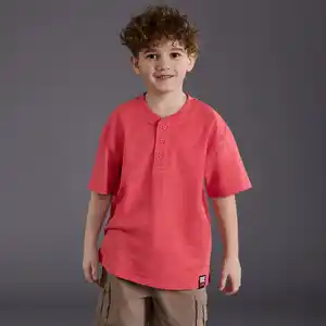 Kinder-Jungen-T-Shirt mit kurzer Knopfleiste