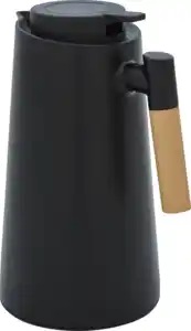 IDEENWELT Isolierkanne schwarz mit Holzgriff 1 L