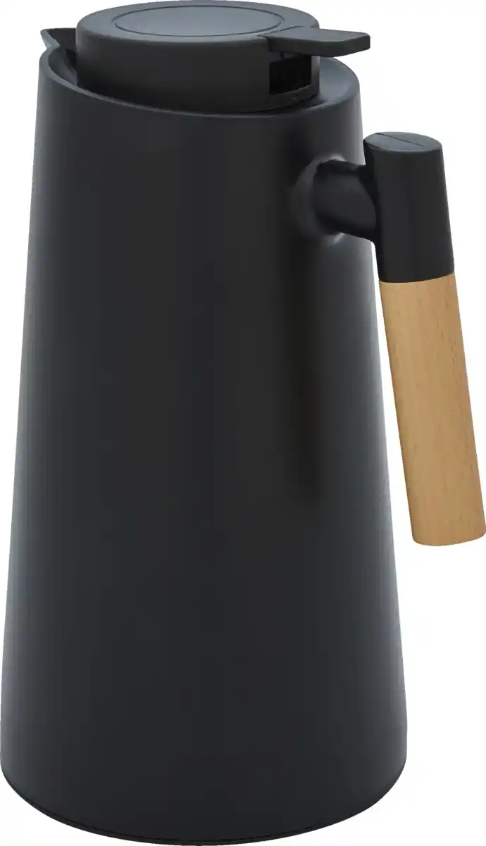 Bild 1 von IDEENWELT Isolierkanne schwarz mit Holzgriff 1 L