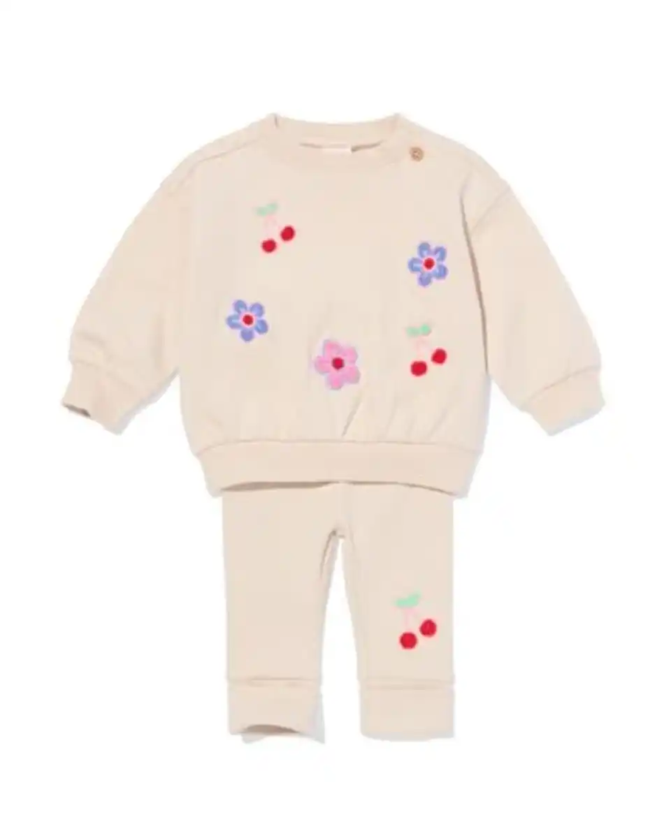 Bild 1 von Babybekleidungsset aus Sweatstoff, Blumen ecru