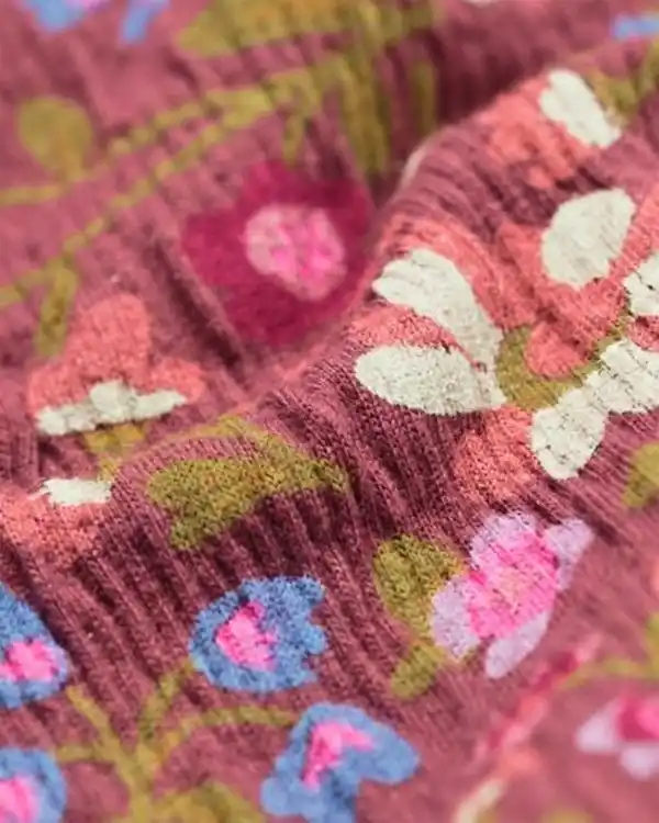 Bild 3 von Kinderkleid in A-Linie, gerippt mit Blumen hellbraun