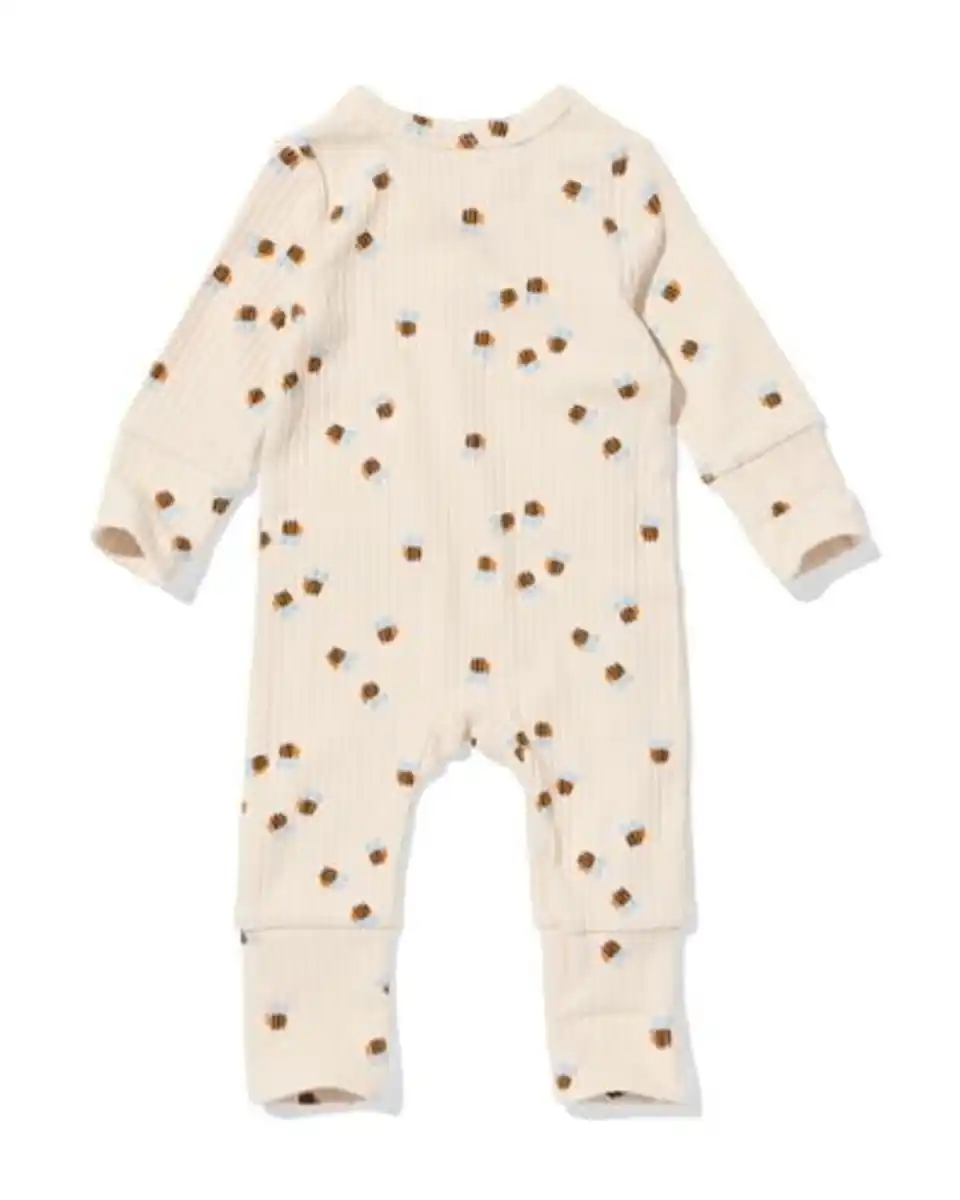 Bild 2 von Newborn-Strampler LENZING™ ECOVERO™-(Viskose), gerippt, Bienen ecru