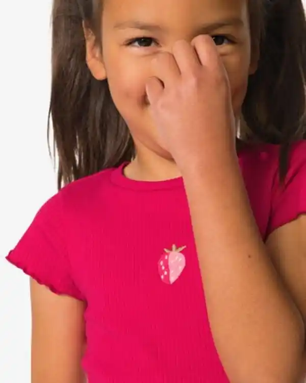 Bild 4 von Kinder-T-Shirt, gerippt, Erdbeere fuchsie