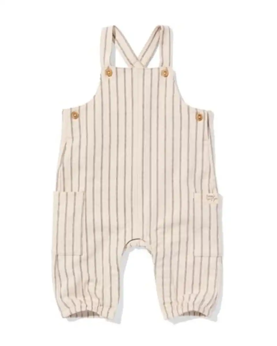 Bild 1 von Newborn mitwachsender Strampler, gestreift ecru
